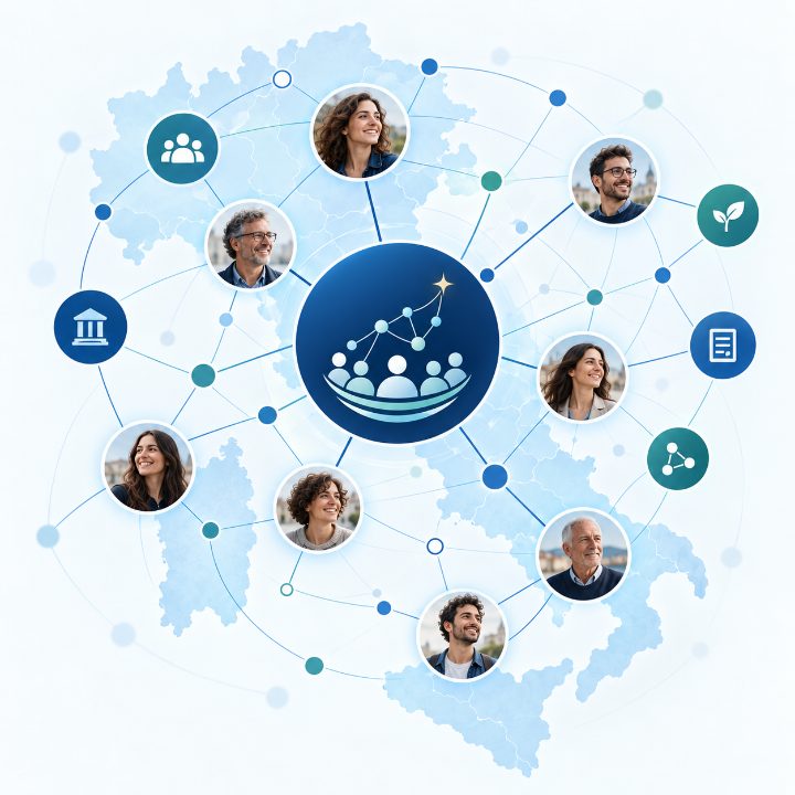 Una rete di persone collega il territorio italiano